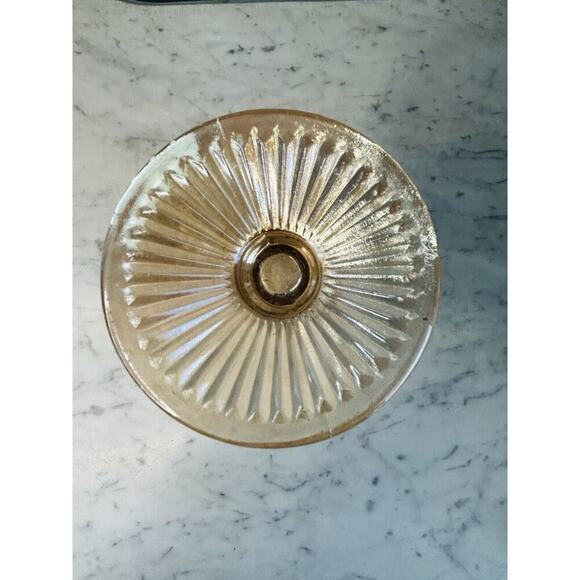 Vintage Jeanette Marigold Carnival Iridescent Glass Vase Iris Herringbone Peach - Picture 6 of 13